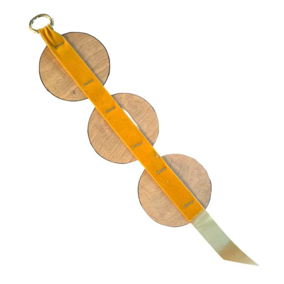 Vtg Hand Painted Wooden Wall Art 3pcs Connected Circles in Velvet Ribbon Mice - Picture 2 of 8